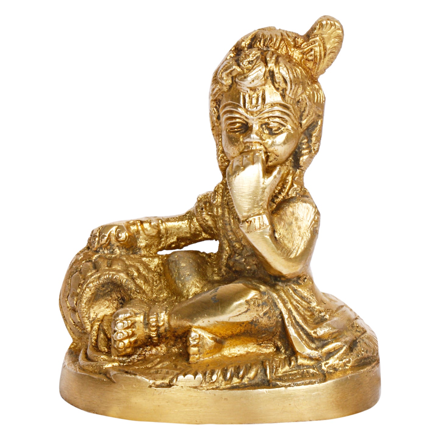 Brass Bal Gopal Makhan Chor Idol in Gold Color Height 3.25 Inch