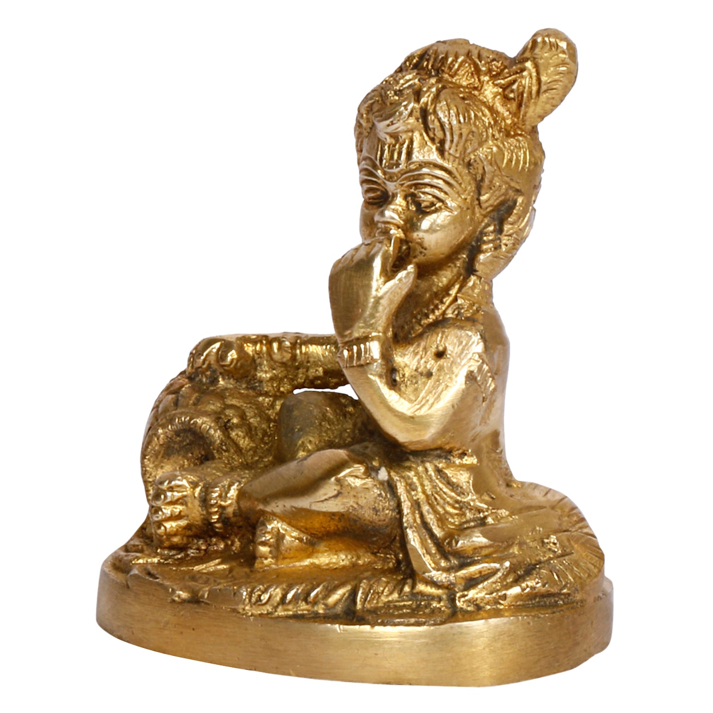 Brass Bal Gopal Makhan Chor Idol in Gold Color Height 3.25 Inch