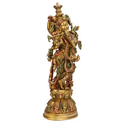 Brass Krishna Murti Multicolor Height 29 Inch