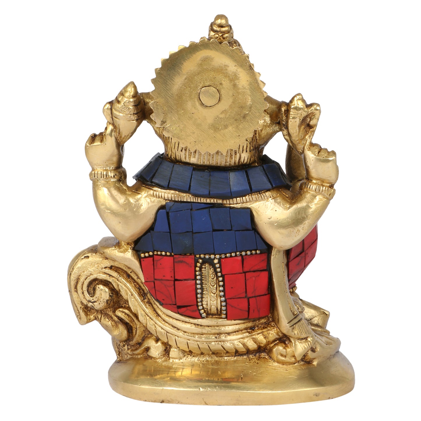 Brass Sitting Ganesha Idol In Multicolor Height 5 Inch Weight 1.05 Kg