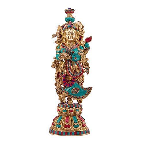 Brass Radha Krishna Idol in Multicolor Height 21 Inch