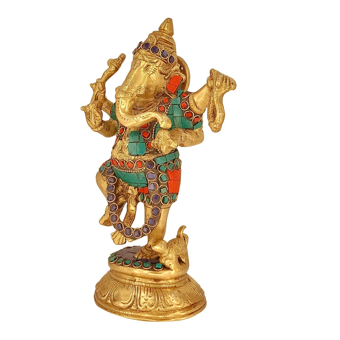 Brass Dancing Ganesha Idol In Multicolor Height 7 Inch Weight 1.9 Kg