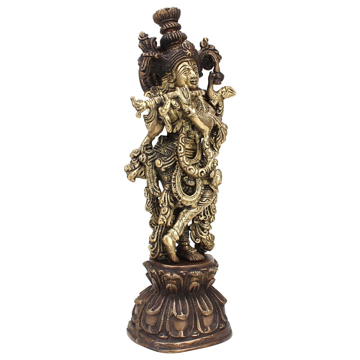 Brass Krishna Idol in Multicolor Height 13 Inch