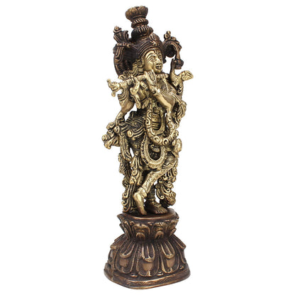 Brass Krishna Idol in Multicolor Height 13 Inch