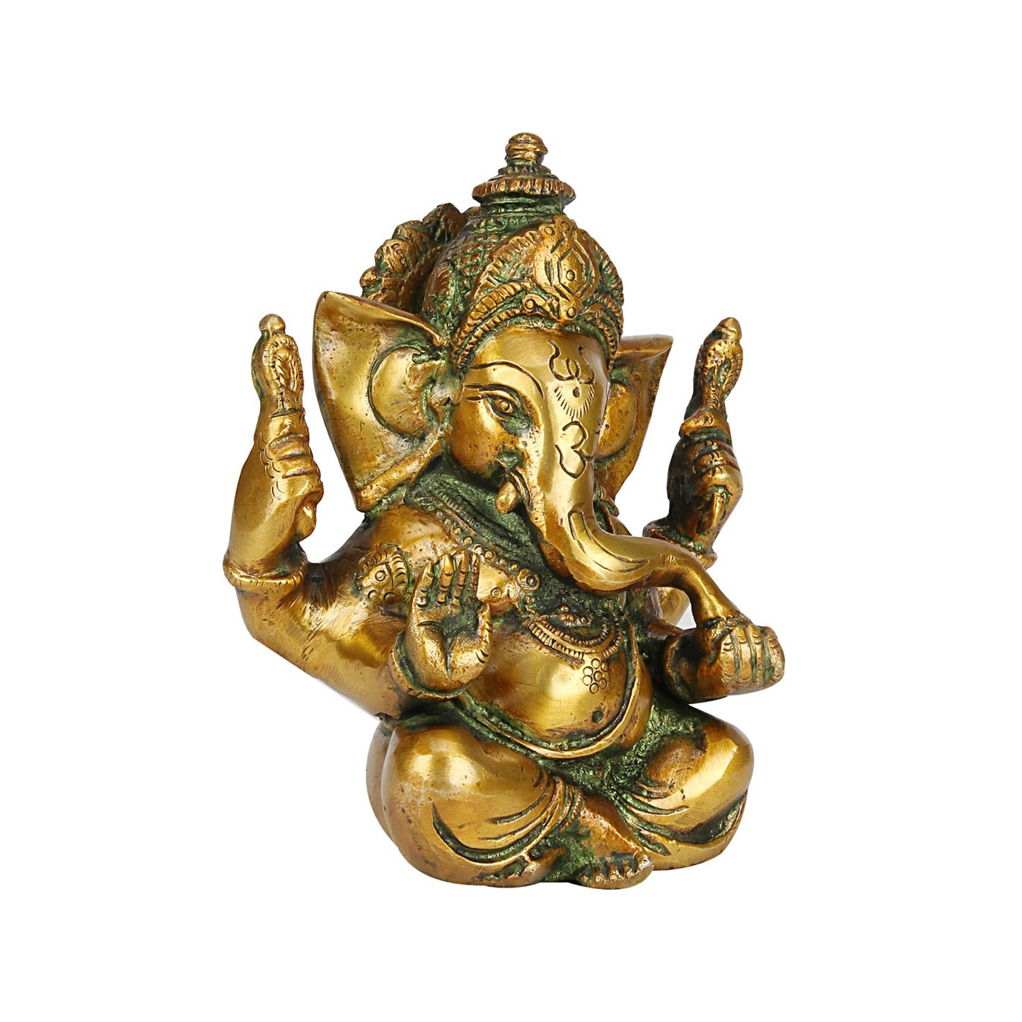 Brass Sitting Ganesha Idol In Multicolor Height 5 Inch Weight 1.3 Kg