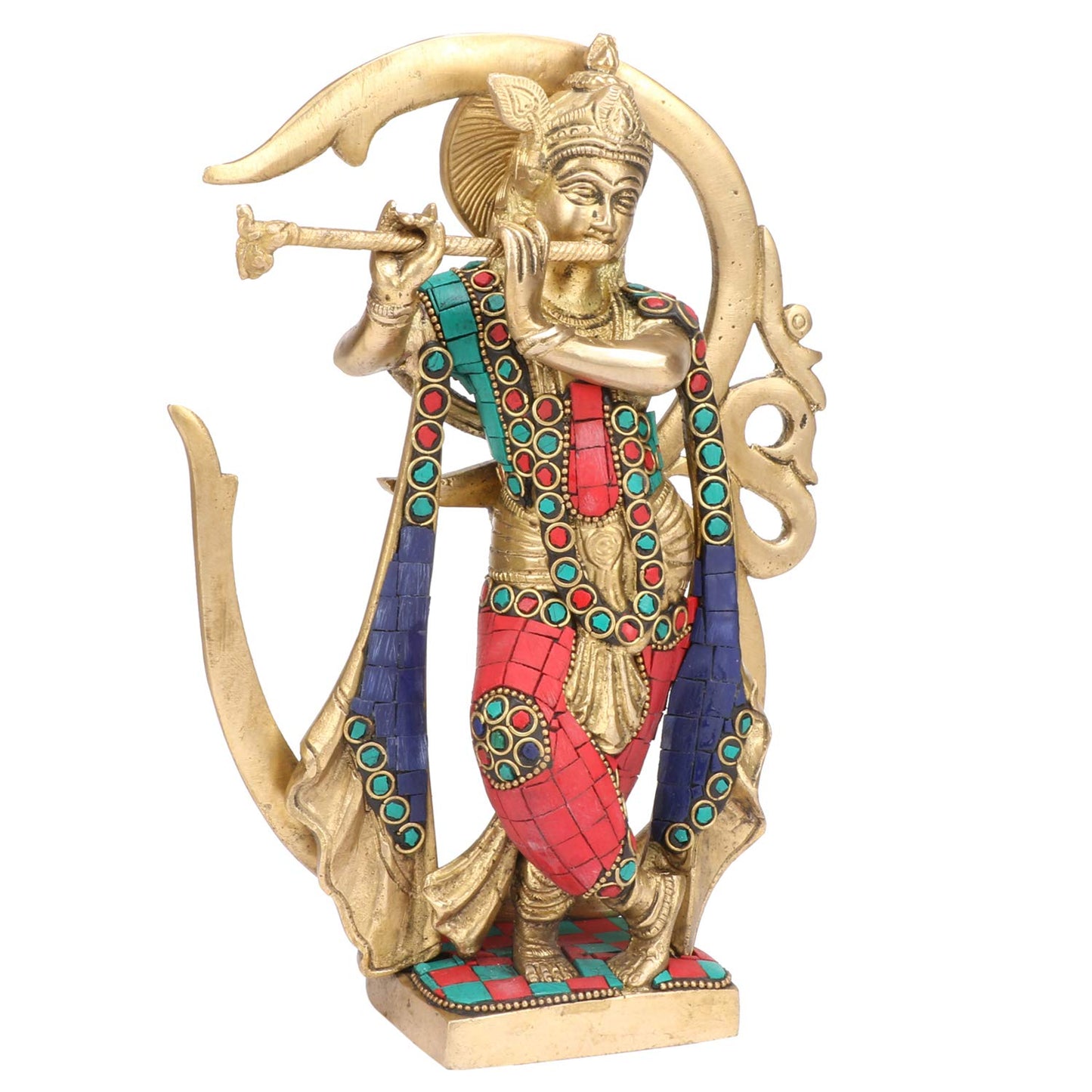 Brass Krishna Murti in Multicolor Heigh 8.5-Inch