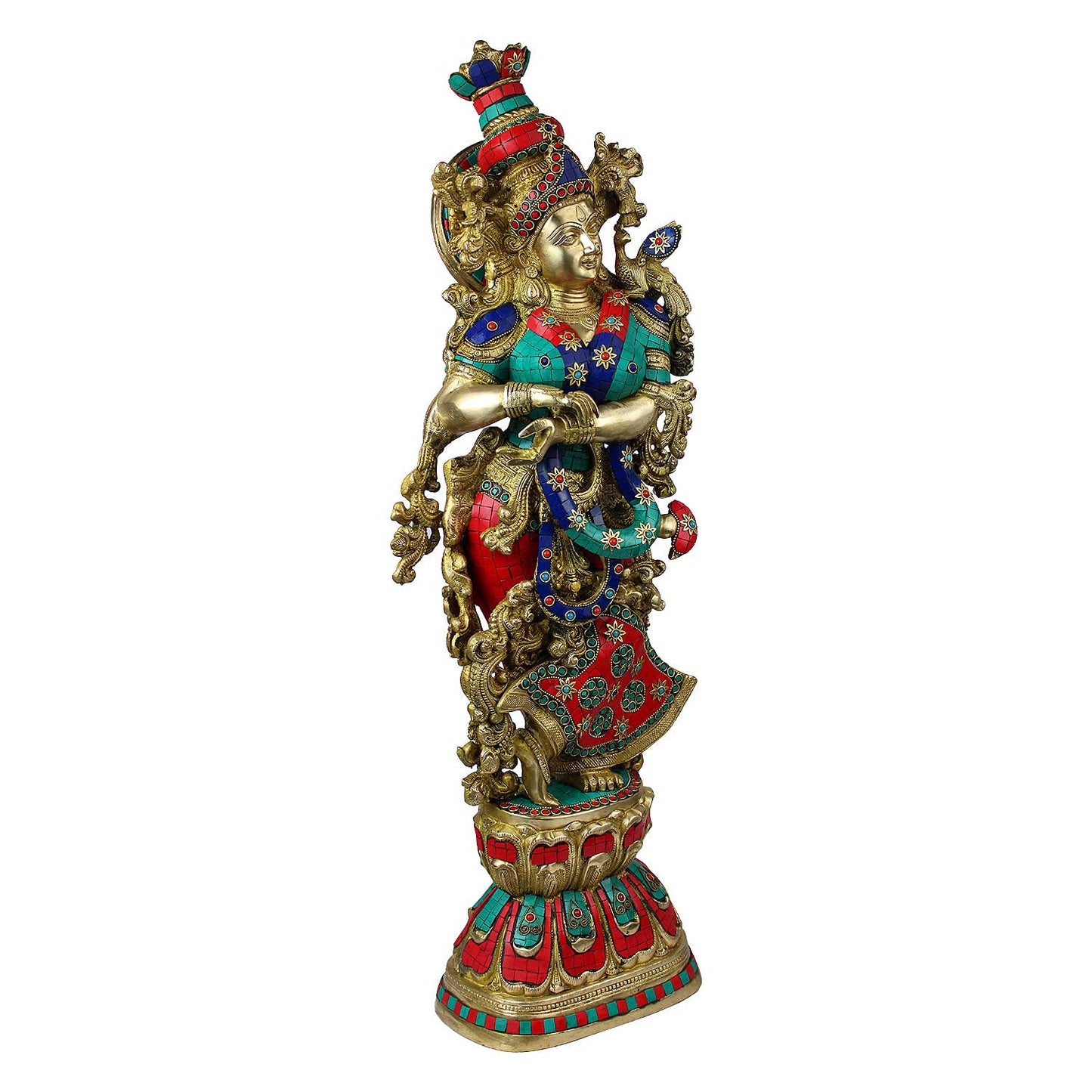 Brass Radha Idol in Multicolor Height 29 Inch