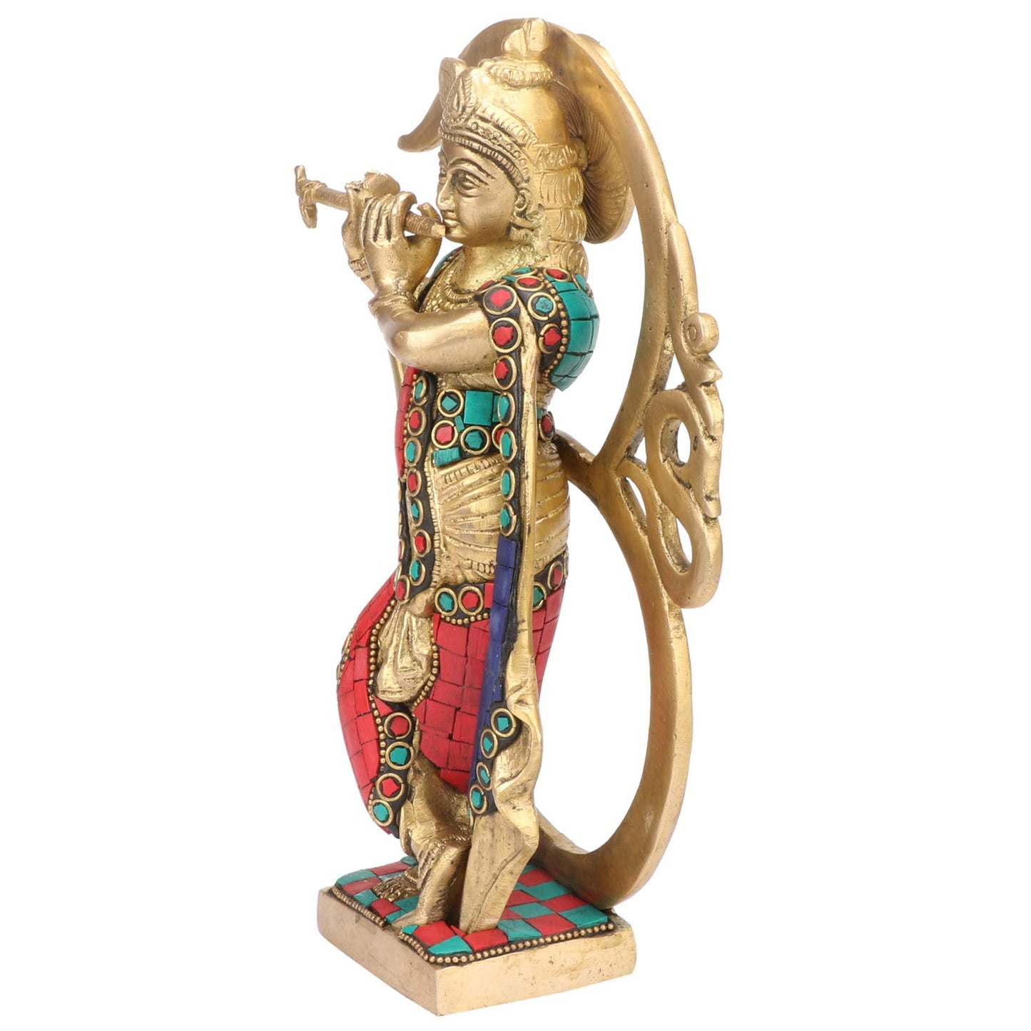 Brass Krishna Murti in Multicolor Heigh 8.5-Inch