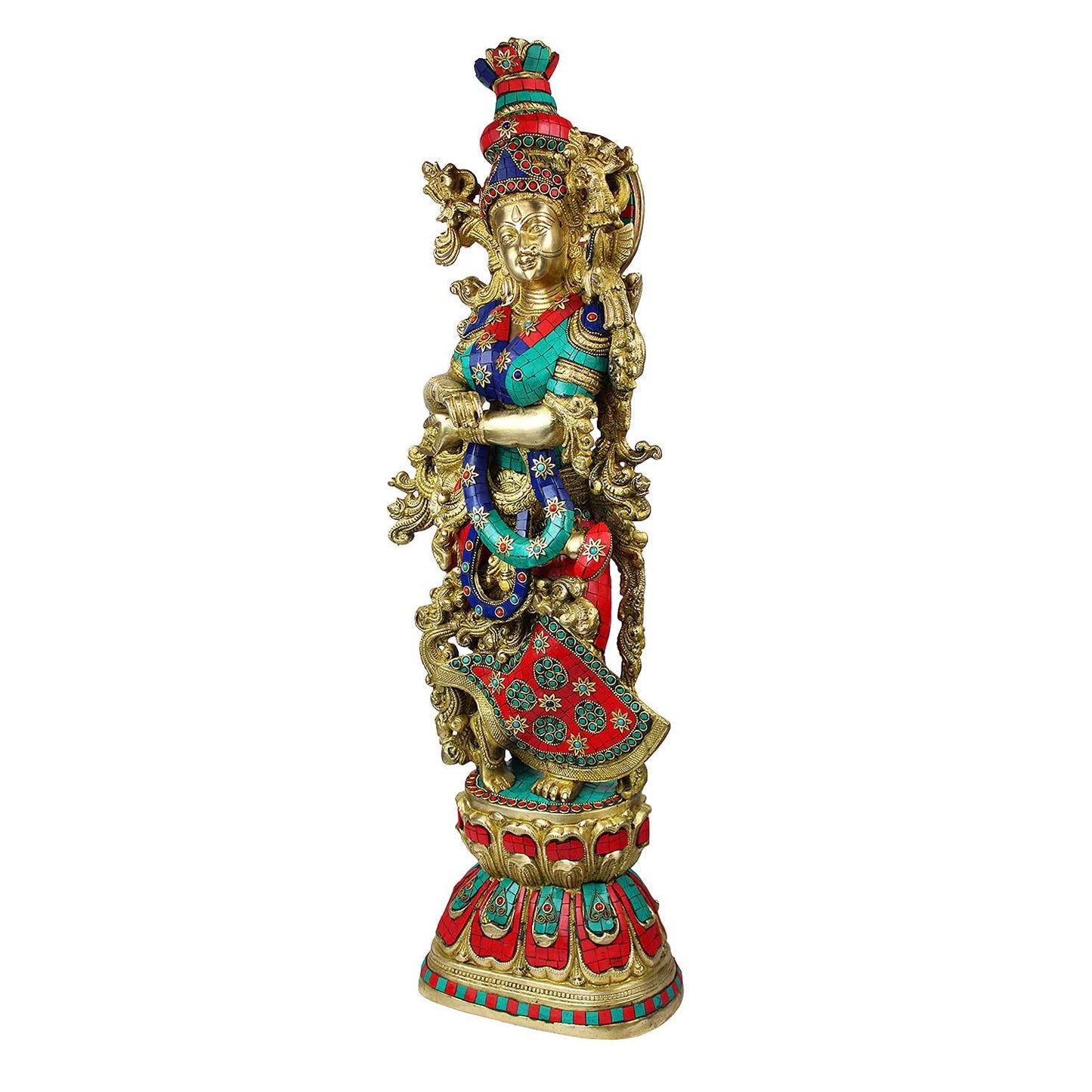 Brass Radha Idol in Multicolor Height 29 Inch