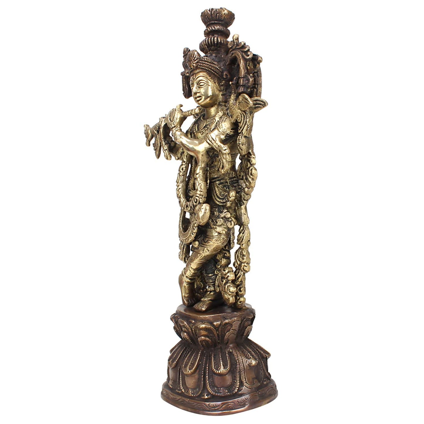 Brass Krishna Idol in Multicolor Height 13 Inch