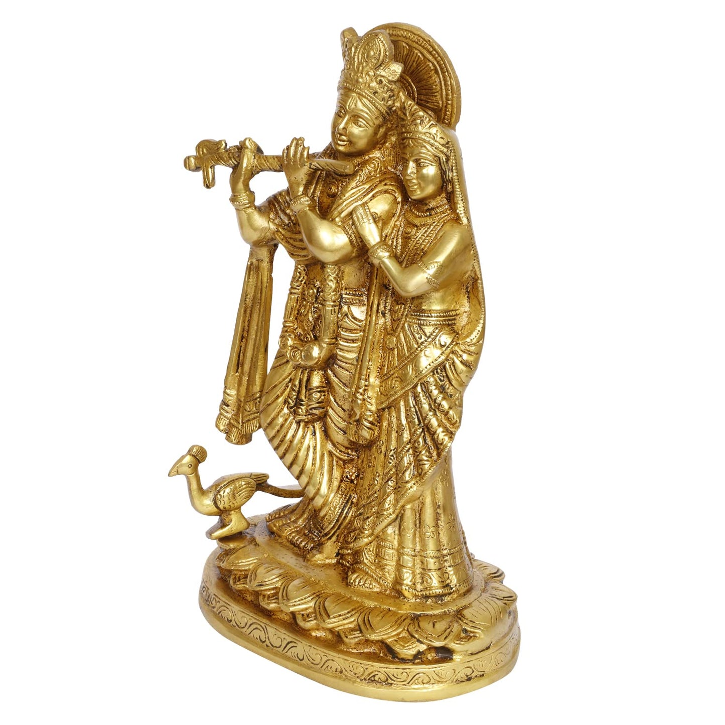 Brass Radha Krishna Idol in Gold Color Height 10.5 Inch