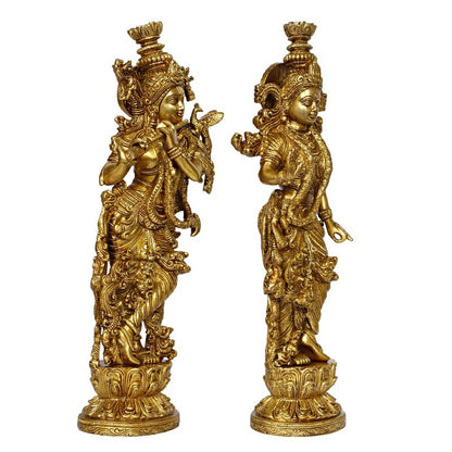 Brass Radha Krishna Idol in Gold Color Height 14 Inch