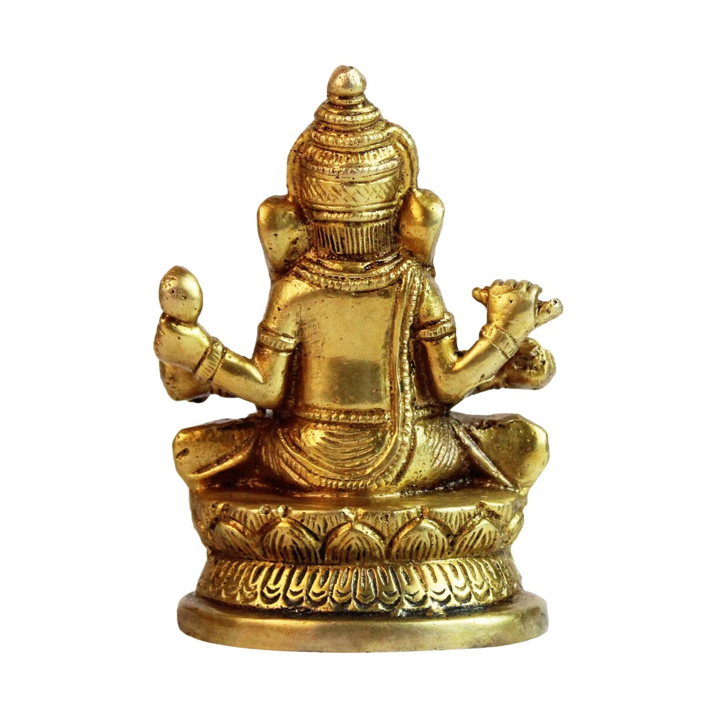 Brass Sitting Ganesha Idol In Gold Color Height 3 Inch Weight 0.425 Kg