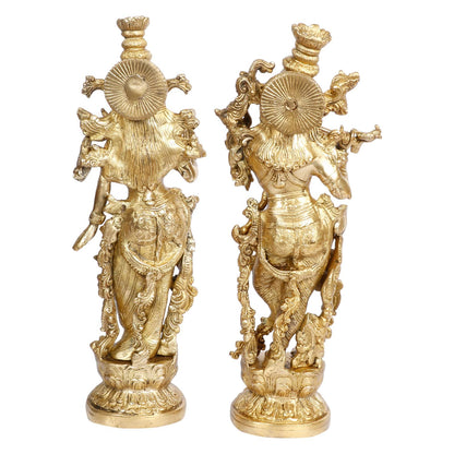 Brass Radh Krishna Idol in Gold Color Height 14 Inch