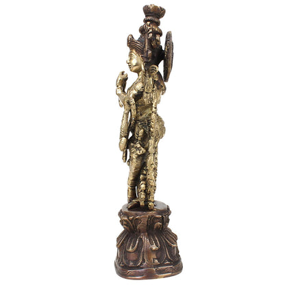 Brass Krishna Idol in Multicolor Height 13 Inch