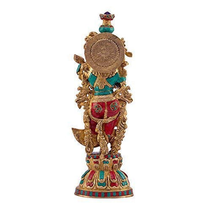 Brass Radha Krishna Idol in Multicolor Height 21 Inch