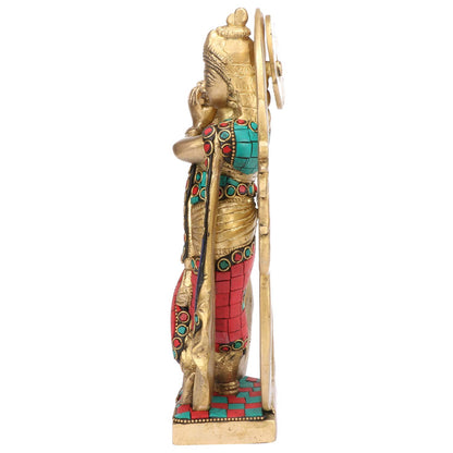 Brass Krishna Murti in Multicolor Heigh 8.5-Inch