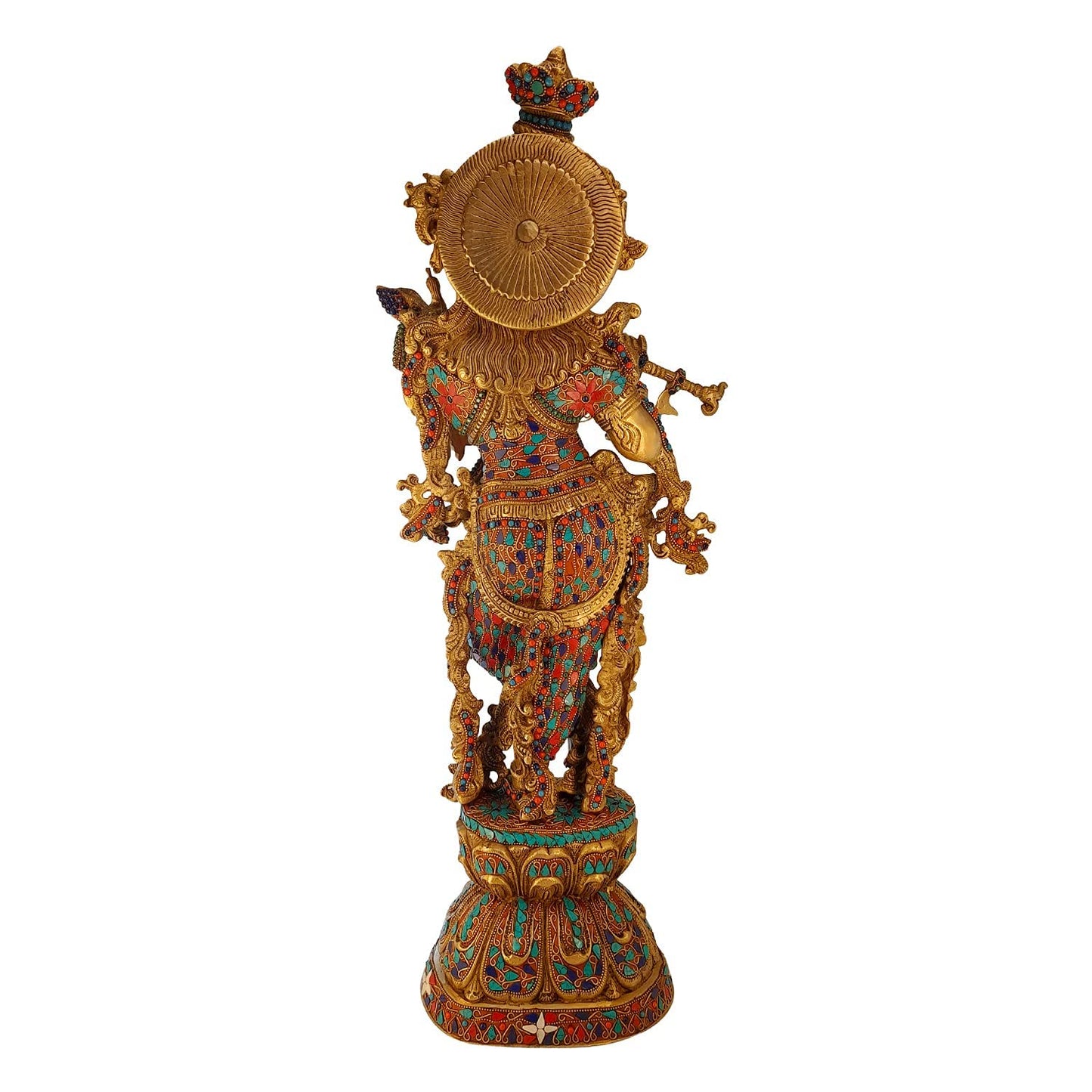 Brass Krishna Murti in Multicolor Height 29 Inch