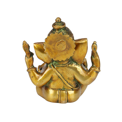 Brass Sitting Ganesha Idol In Multicolor Height 5 Inch Weight 1.3 Kg