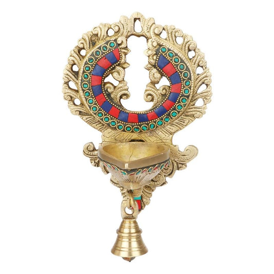 Brass Wall Hanging Diya with Bell: Perfect for Home, Office Decor, Deepak, Deepam, Showpiece, and Gifting