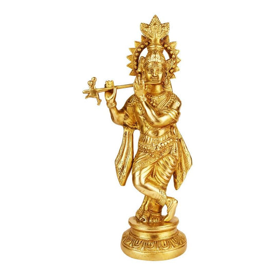 Brass Lord Murli Manohar Krishna Krishan Statue Murti Gift Home Décor Puja Temple Height 15 Inches