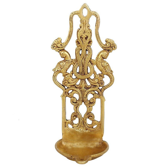 Traditional Peacock Design Brass Diya: Ideal for Puja Room, Can be Used as Wall Hanging or Tabletop Diya for Pooja