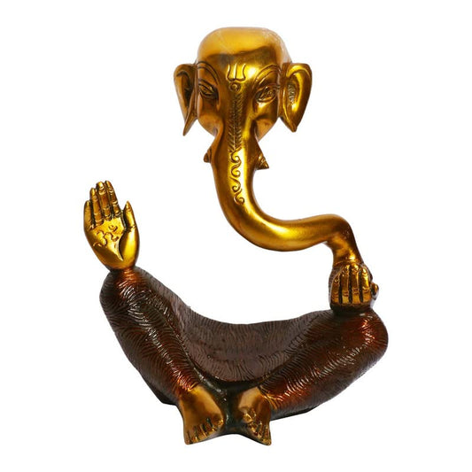 Brass Trunk Ganesha Idol In Multicolor Height 7.5 Inch Weight 1.7 Kg