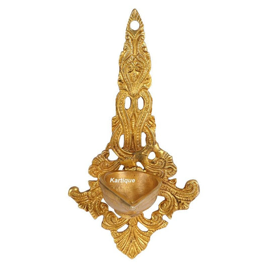 Brass Metal Wall Hanging Diya: Ideal for Home Entrance Decor