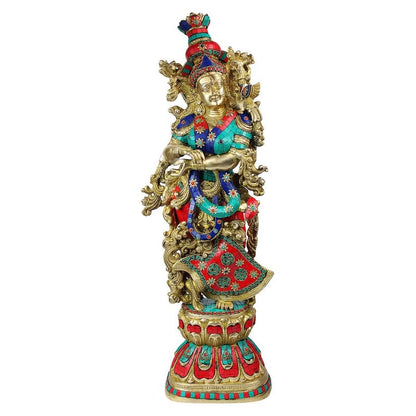 Brass Radha Idol in Multicolor Height 29 Inch