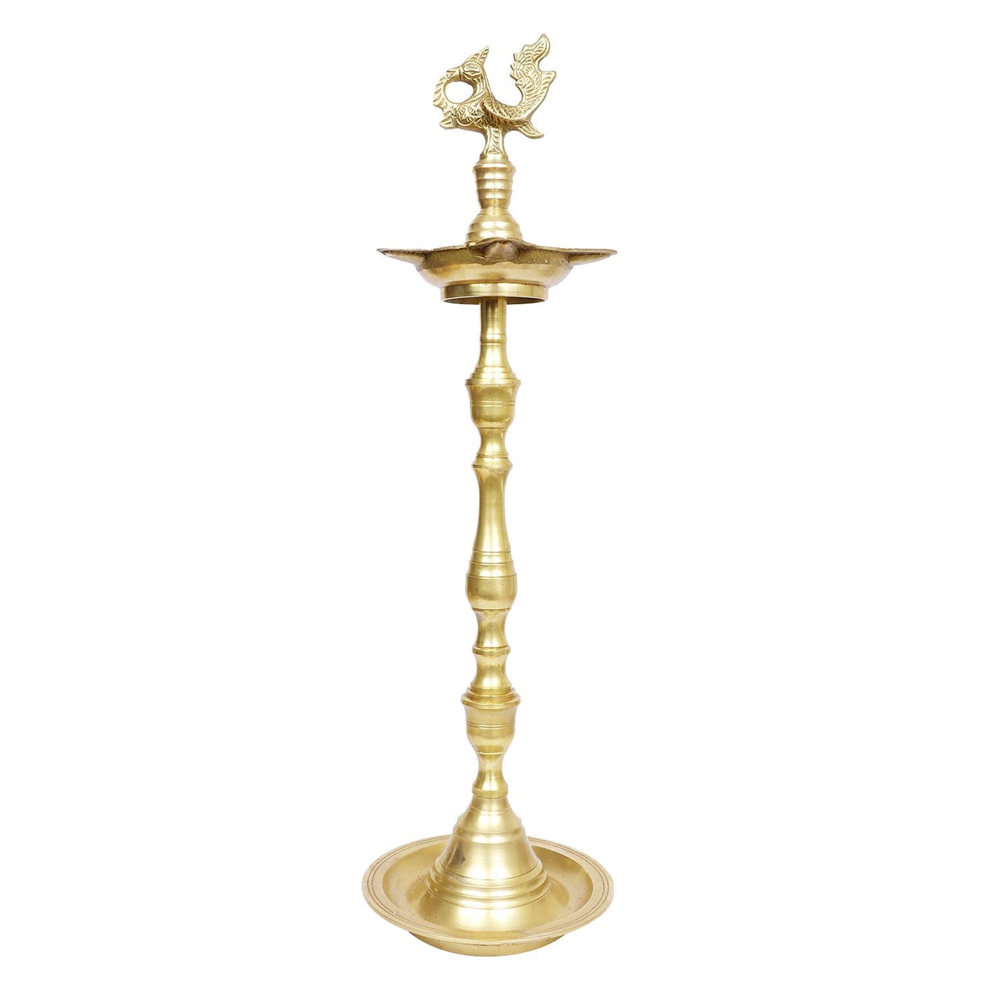 Brass Peacock Puja Lamp with Multi Slot: Traditional Kuthuvilakku (Kuthu Vilakku) Ornamental Lamp