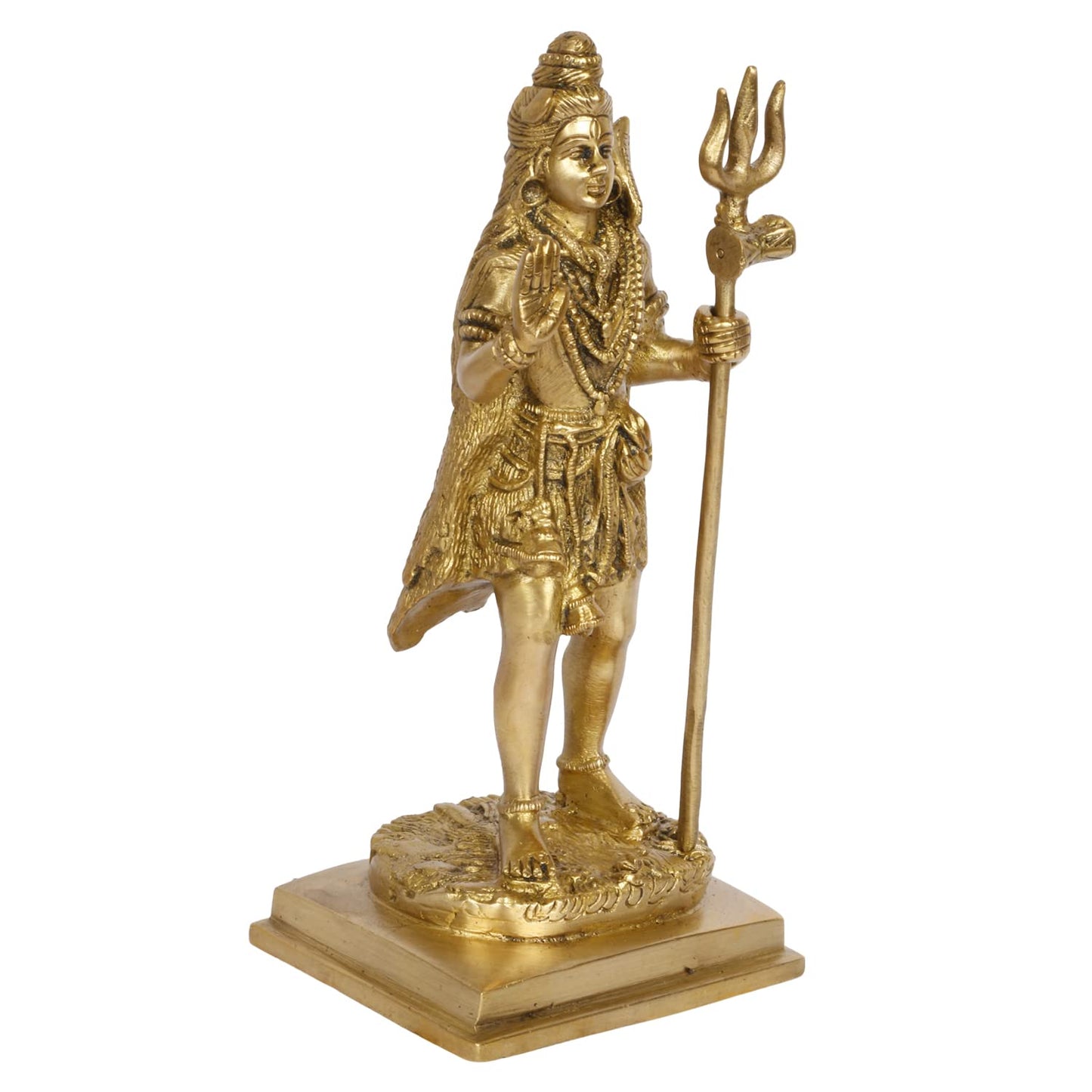 Brass Shiva Bhagwan Statue Murti Standing with Trishul for Home Decor Pooja Room Shivji Idol Showpiece Height 8 Inch