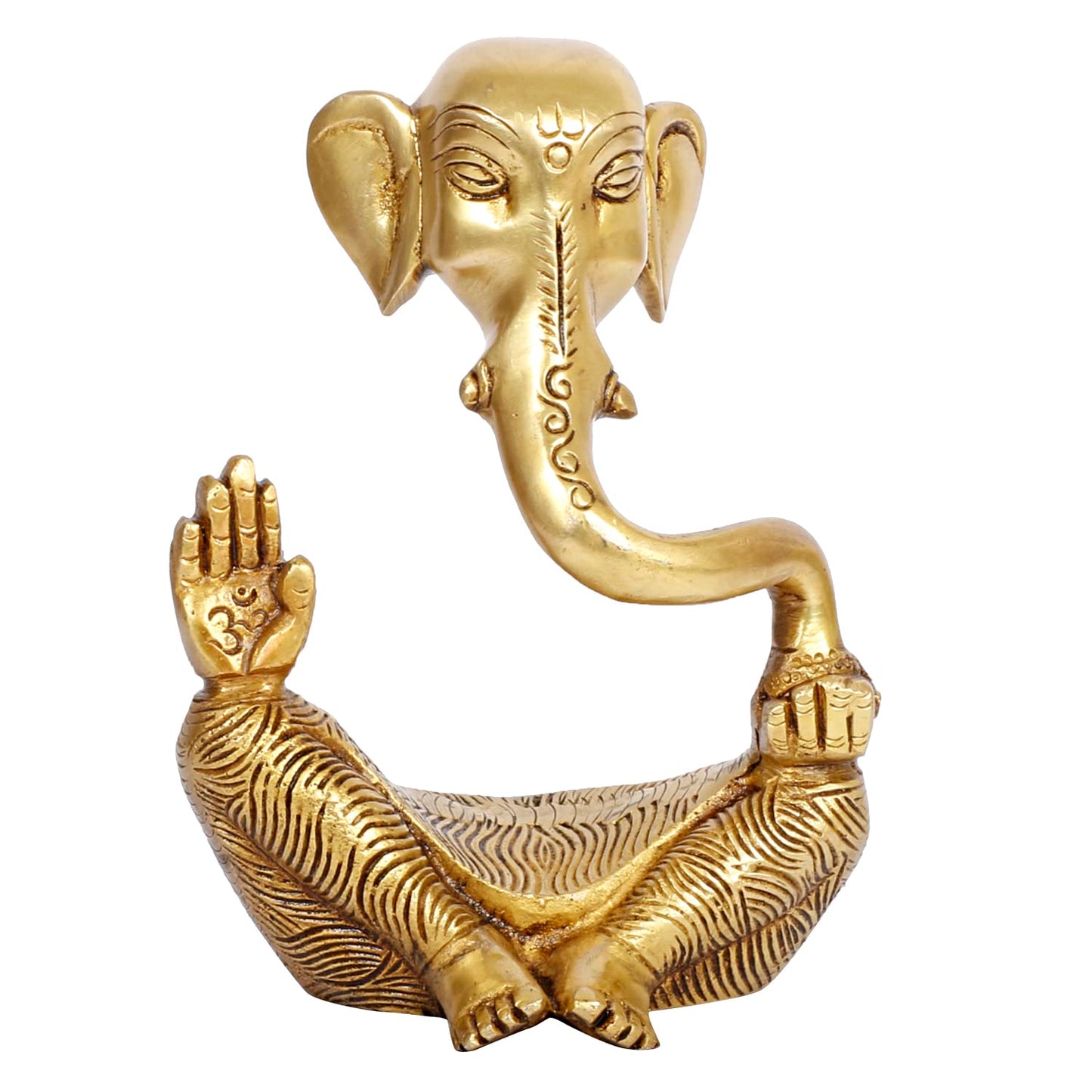 Brass Trunk Ganesha Idol Modern Art Ganesh Ganpati Murti Religious Statue for Good Luck & Success Gift Height 6 Inch.