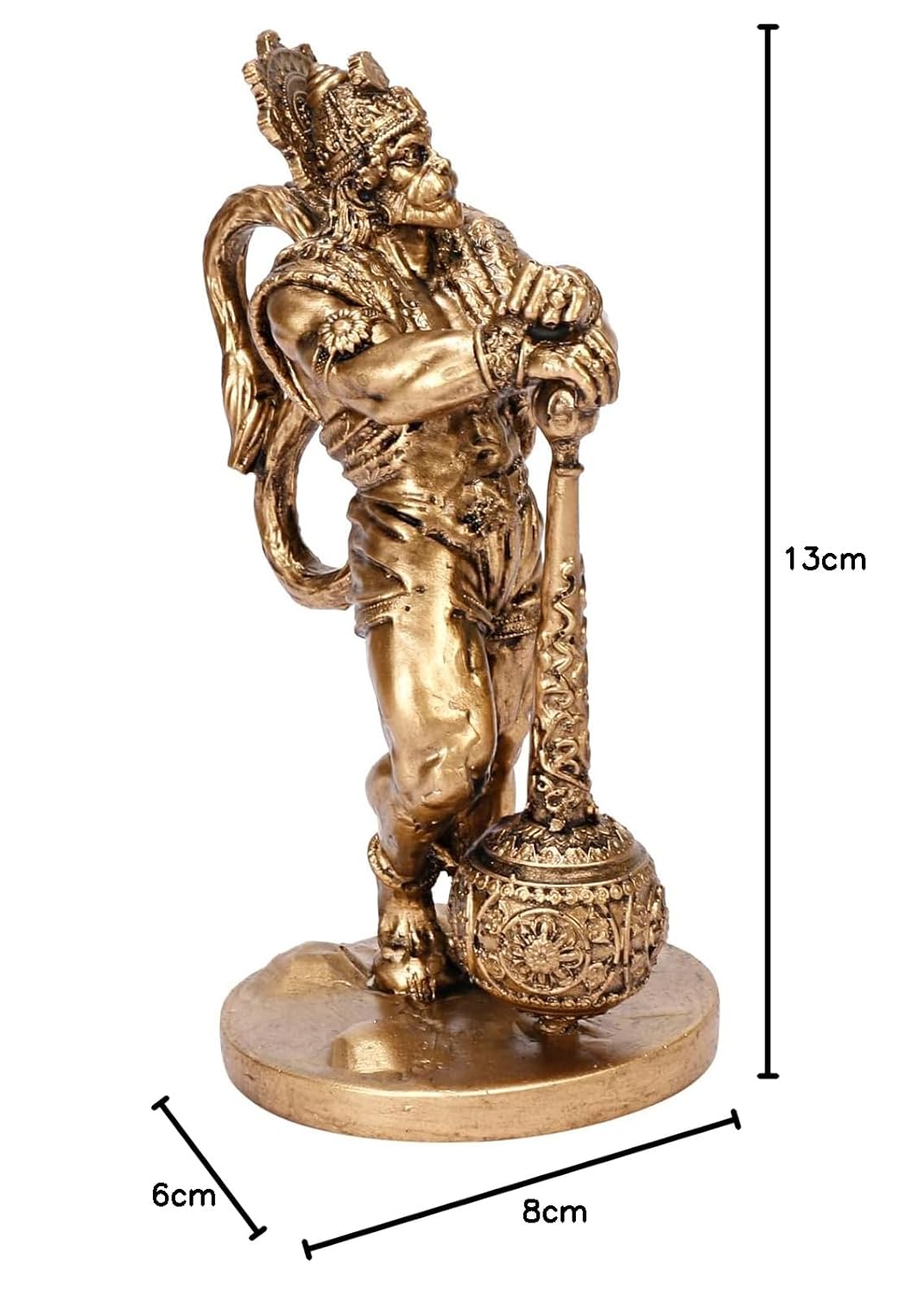 Warriors Lord Hanuman Ji Resin Murti Bajrangbali Bhagwan Sankat Mochan Statue for Pooja Home Decor Gift 5 Inch