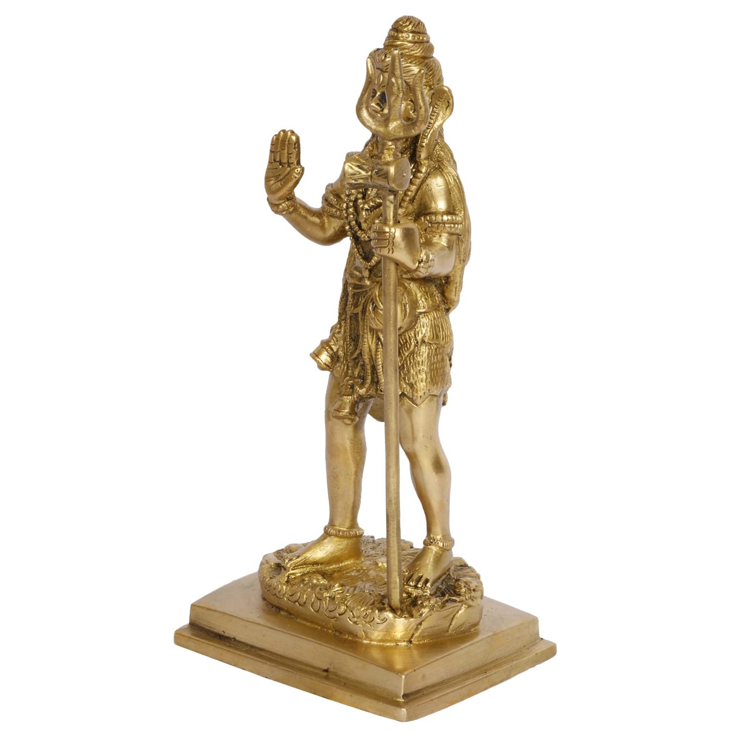 Brass Shiva Bhagwan Statue Murti Standing with Trishul for Home Decor Pooja Room Shivji Idol Showpiece Height 8 Inch