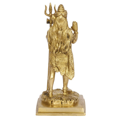 Brass Shiva Bhagwan Statue Murti Standing with Trishul for Home Decor Pooja Room Shivji Idol Showpiece Height 8 Inch