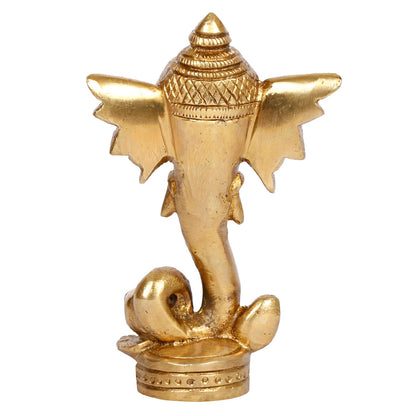 Brass Ganesha Idol Long Ear Trunk Ganesh Statue Good Luck Gift Height 4.75 Inch.