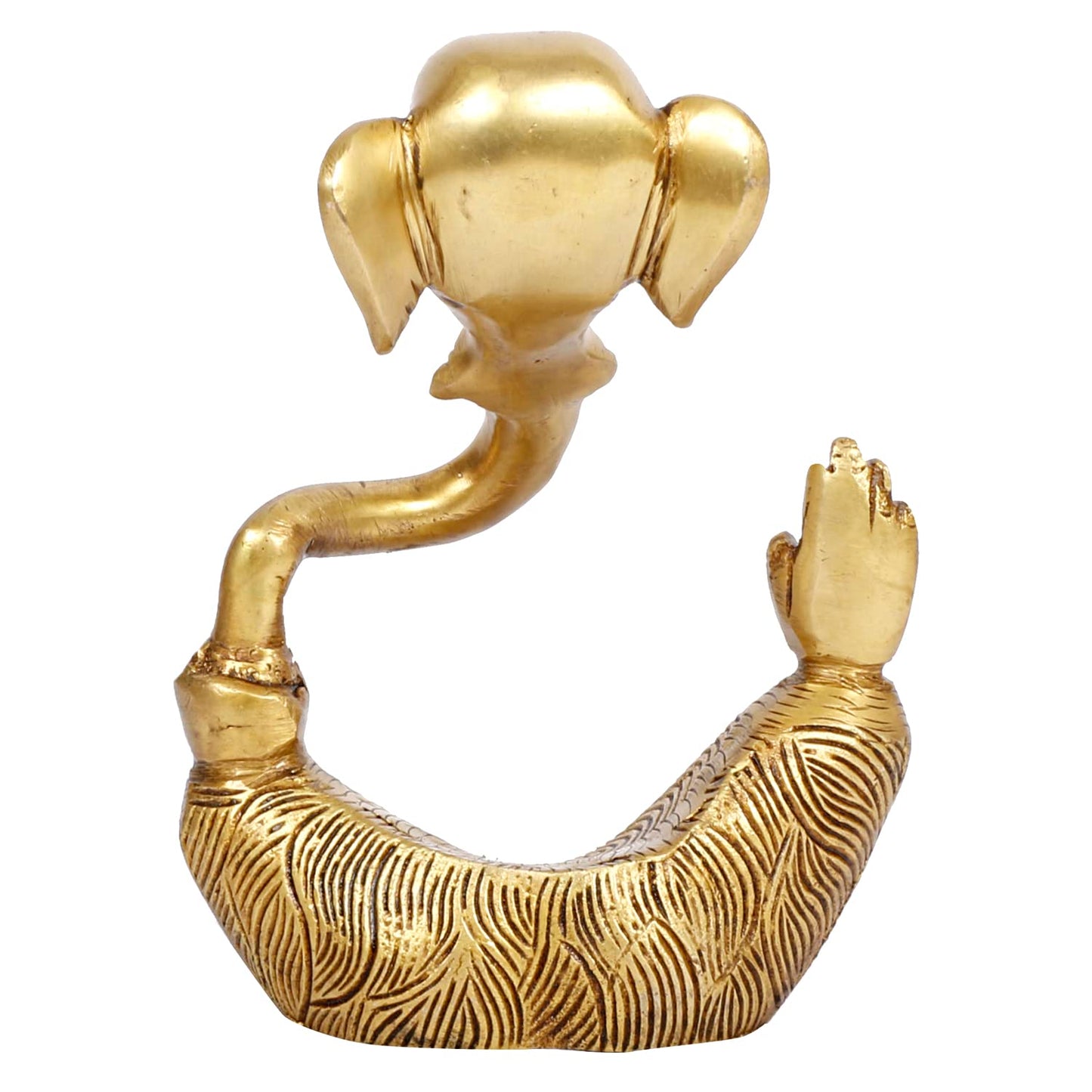 Brass Trunk Ganesha Idol Modern Art Ganesh Ganpati Murti Religious Statue for Good Luck & Success Gift Height 6 Inch.