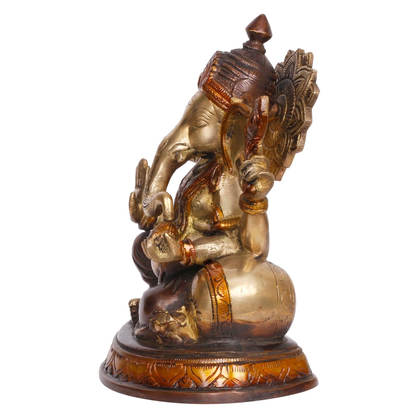 Brass Ganesha Idol for Home Decoration Ganpati Statue Murti for Gift Height 9 Iinch.