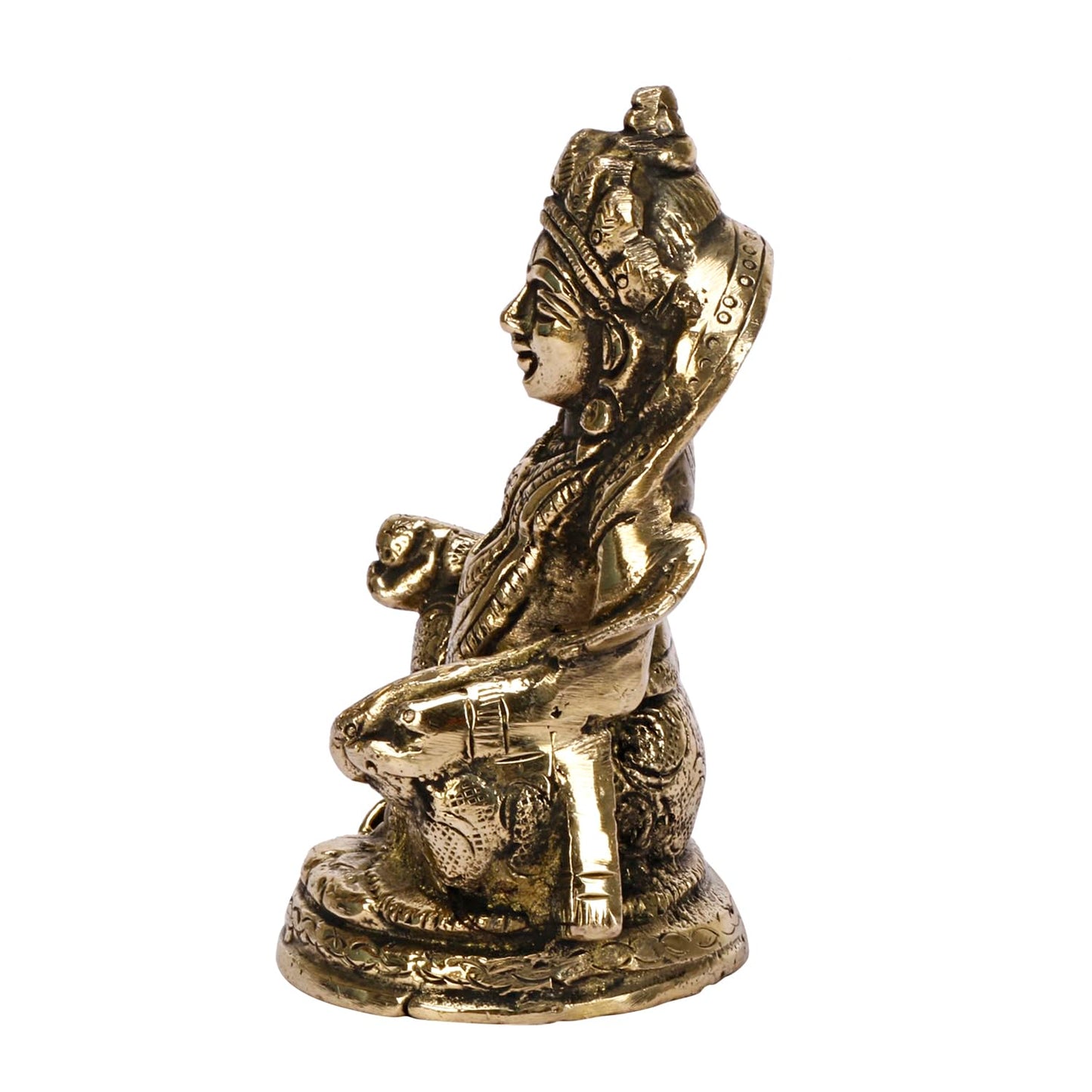 Brass Kuber Sitting Statue Yantra Vastu Remedy Shri Kubera Idol for Good Luck Money Gold Color (8x6x11 cm)