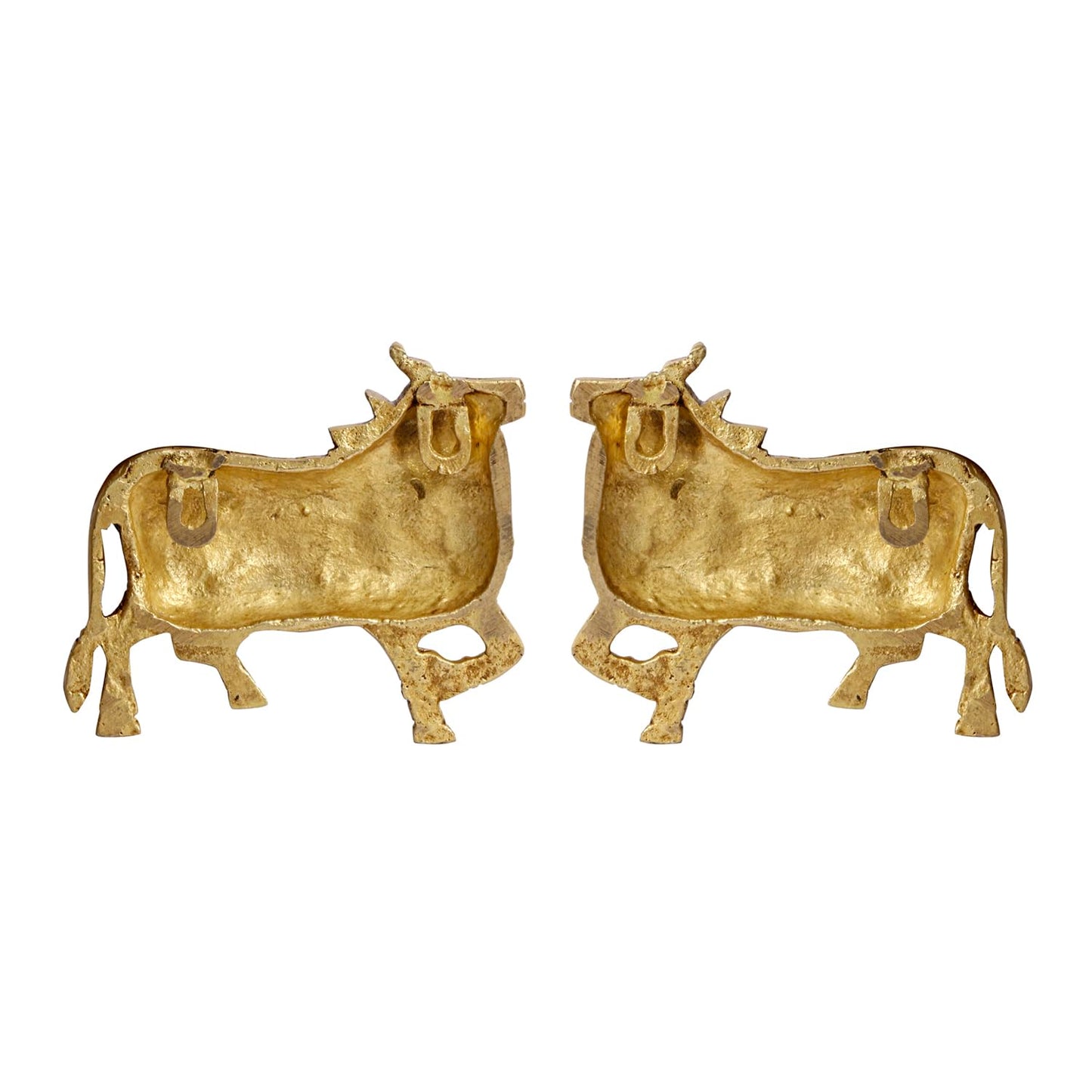 Brass Cow Wall Hanging Vastu Gau MATA Idol, Kamdhenu Cow Pair Nandi (Gold Color 5x4 Inch)