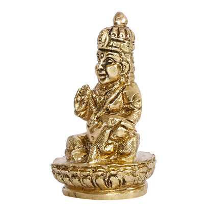 Brass Kuber Sitting Statue Yantra Showpiece Vastu Remedy Shri Kubera Idol for Good Luck Money and Feng Shui Gold Color