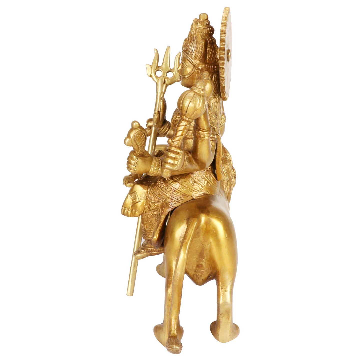 Brass Maa Durga Idol Sitting On Lion Ma Sherwali Murti Vaishno Devi Statue for Home Mandir Gift Navratra Puja 9.5 Inch