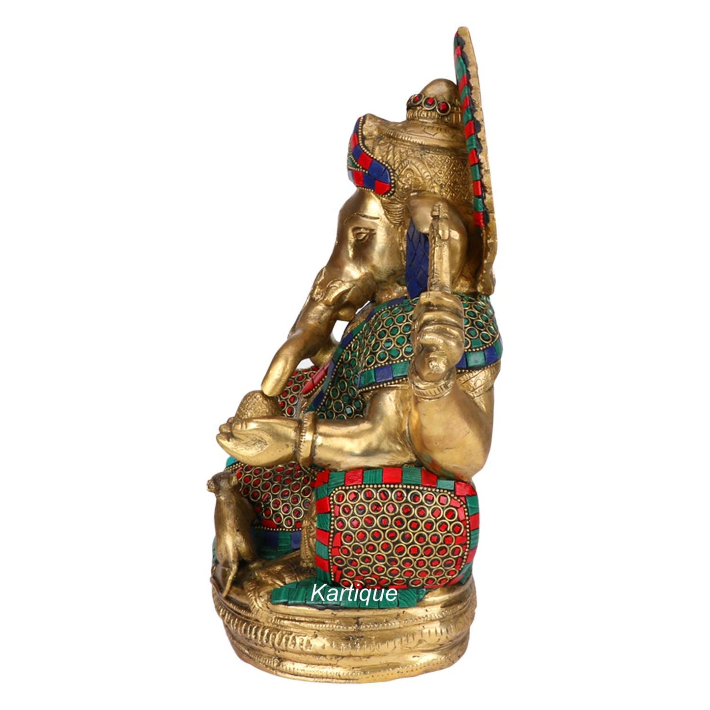 Brass Ganesha Ganesh Idol for Home Decor Ganpati Statue Murti for Gift Height 13 Inch