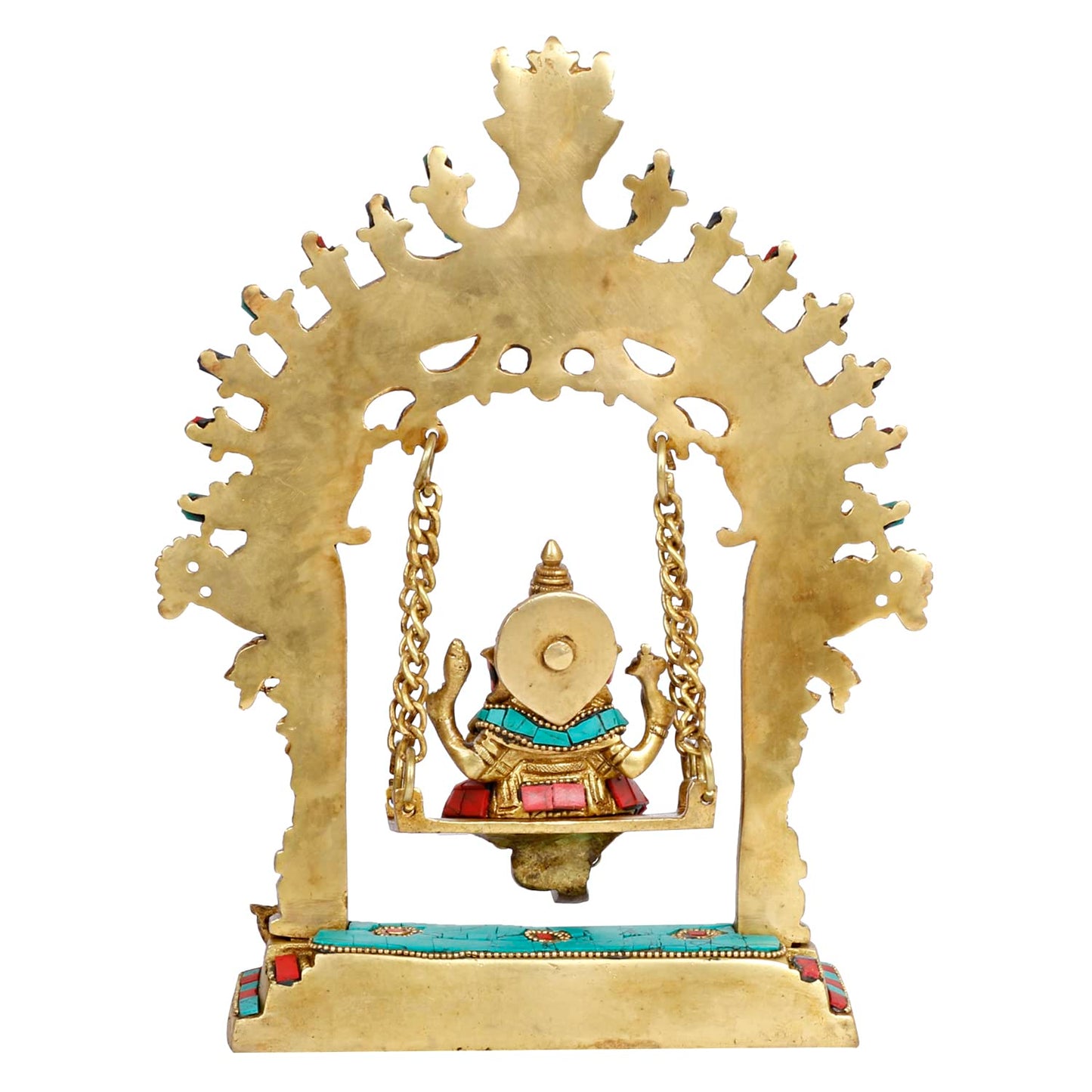 Brass Lord Ganesha Jhula Idol for Gift Ganpati Statue Puja Home Decor Office Decoration Vinayaka Murti Jhoola Swing 1...