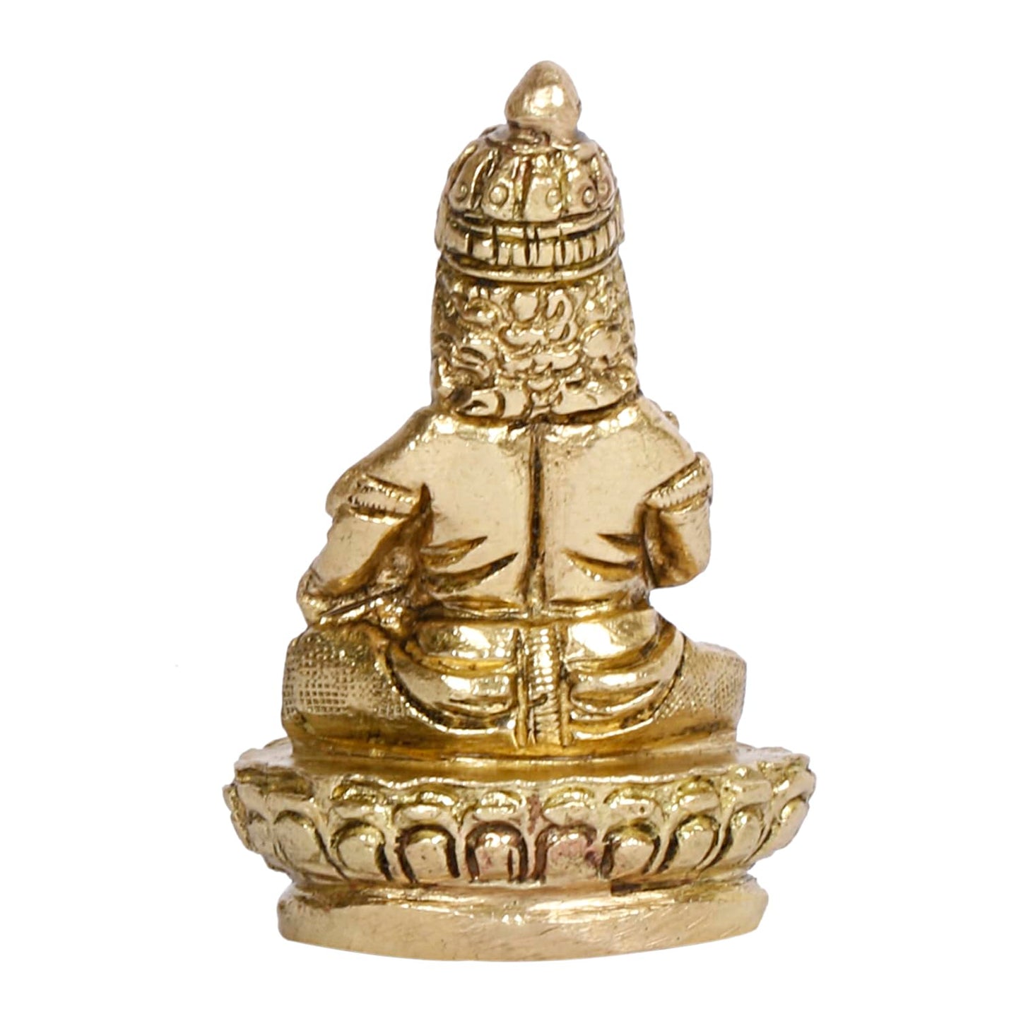 Brass Kuber Sitting Statue Yantra Showpiece Vastu Remedy Shri Kubera Idol for Good Luck Money and Feng Shui Gold Color