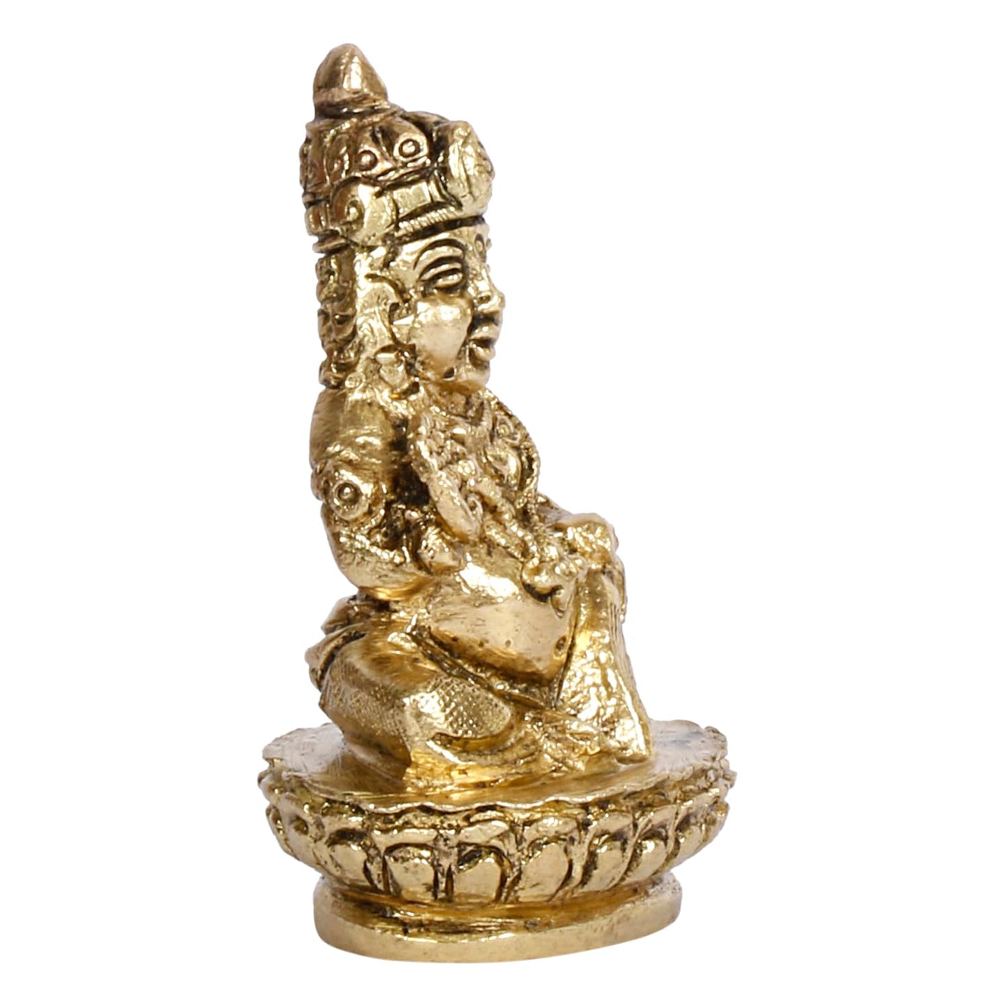 Brass Kuber Sitting Statue Yantra Showpiece Vastu Remedy Shri Kubera Idol for Good Luck Money and Feng Shui Gold Color