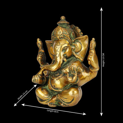 Brass Sitting Ganesha Idol In Multicolor Height 5 Inch Weight 1.3 Kg