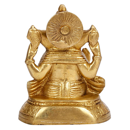 Brass Ganesh Ganesha Idol Good Luck God Statue Religious Pooja Temple Decorative Sculptures Height 5 Inch