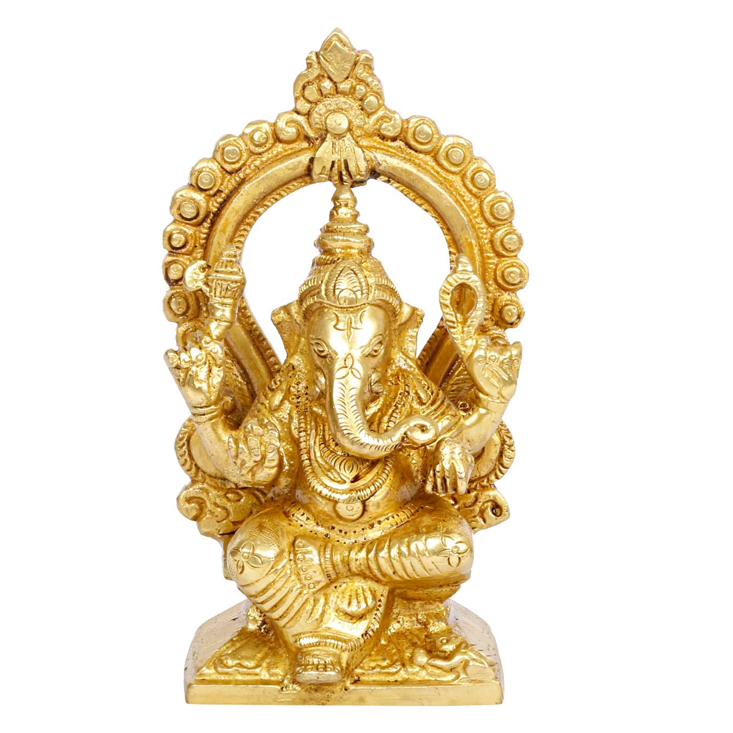 Brass Sitting Ganesha Idol Ganesha Statue Ganpati Murti for Home Entrance Decor Height 6 Inch.