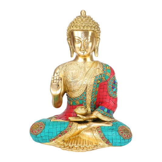 Brass Gautam Buddha Idol Tibet Buddha Buddhist Buddhism Decorative Figurines Murti for Height 12 Inch Weight 6 Kg Mul...